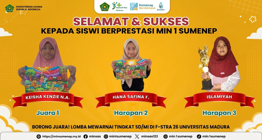 Kado Manis Akhir Tahun Ajaran: Siswi MIN 1 Sumenep Raih Juara 1, Harapan 2, dan Harapan 3 di Universitas Madura