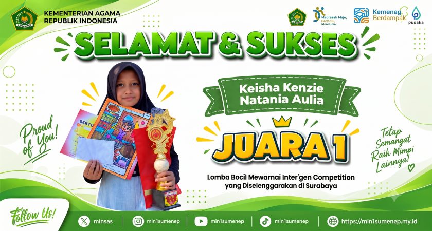 Keisha Kenzie Natania Aulia Sabet Juara 1 Lomba Mewarnai Inter'gen Competition di Surabaya